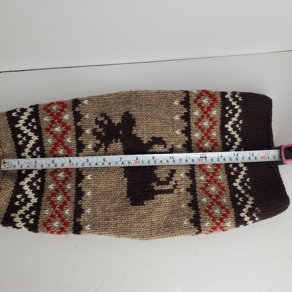 Chilly Dog Hand Knit Dog Sweater Medium??  Hand Knit Moose Moosey Antlers FLAW - Picture 12 of 14